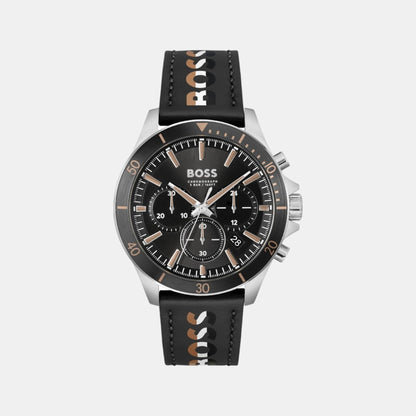 Boss Troper Men Quartz Black Dial Chronograph Leather Watch 1514121