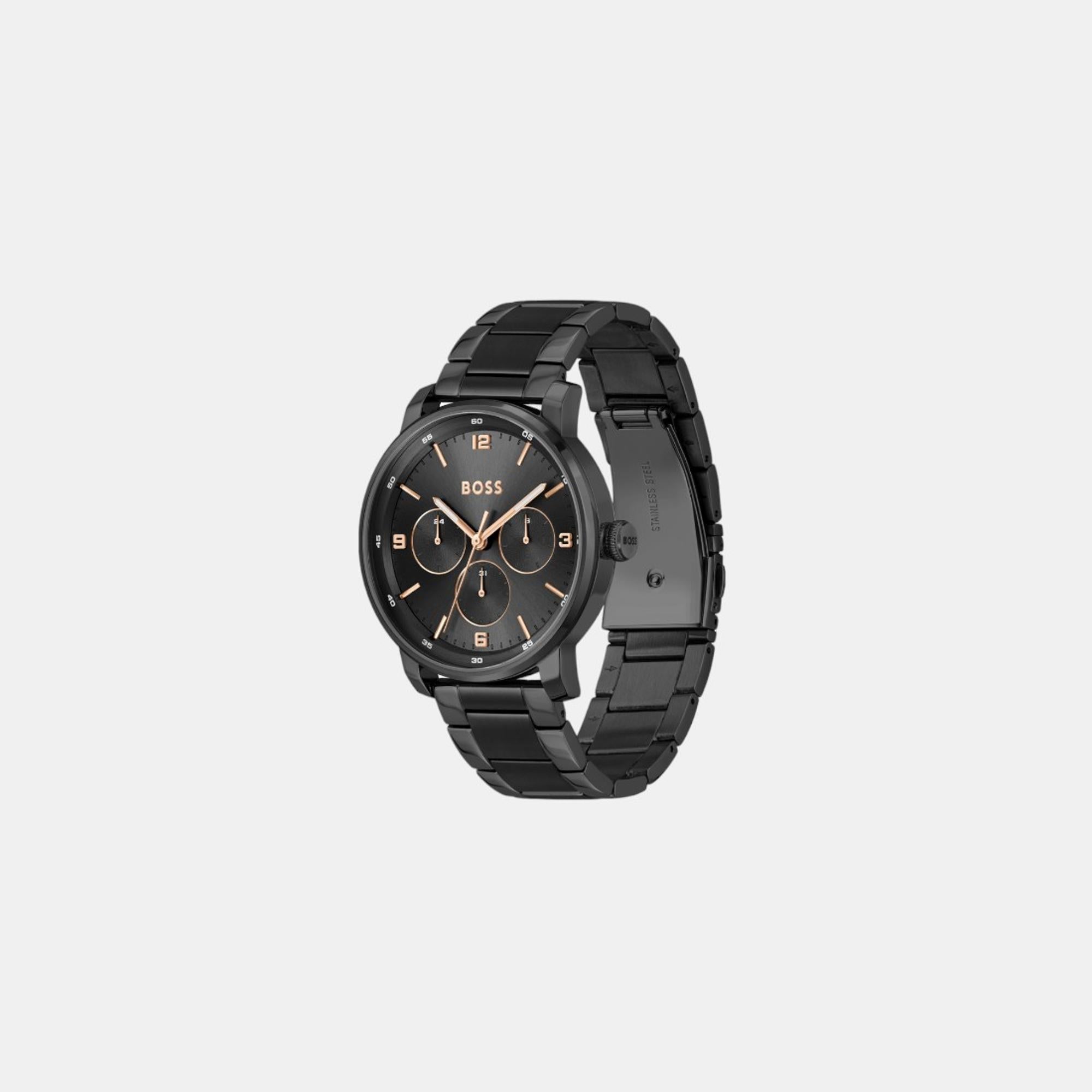 Boss Contender Men Quartz Black Dial Multi-Function Stainless Steel Watch 1514128