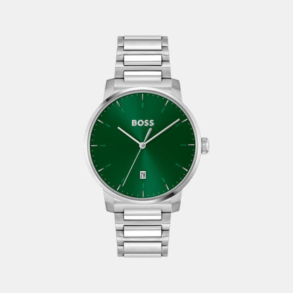 Boss Dean Men Quartz Green Dial Analog Stainless Steel Watch 1514134