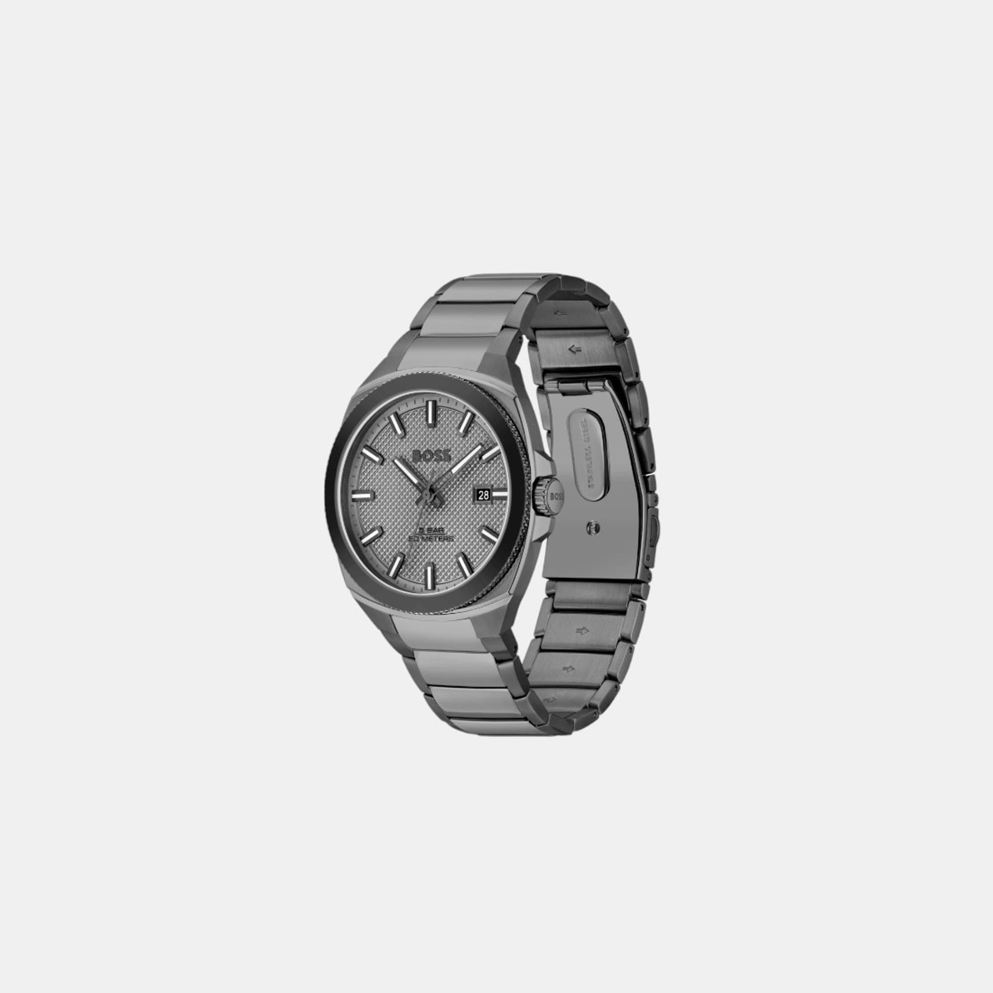Boss Walker Men Quartz Grey Dial Analog Stainless Steel Watch 1514137