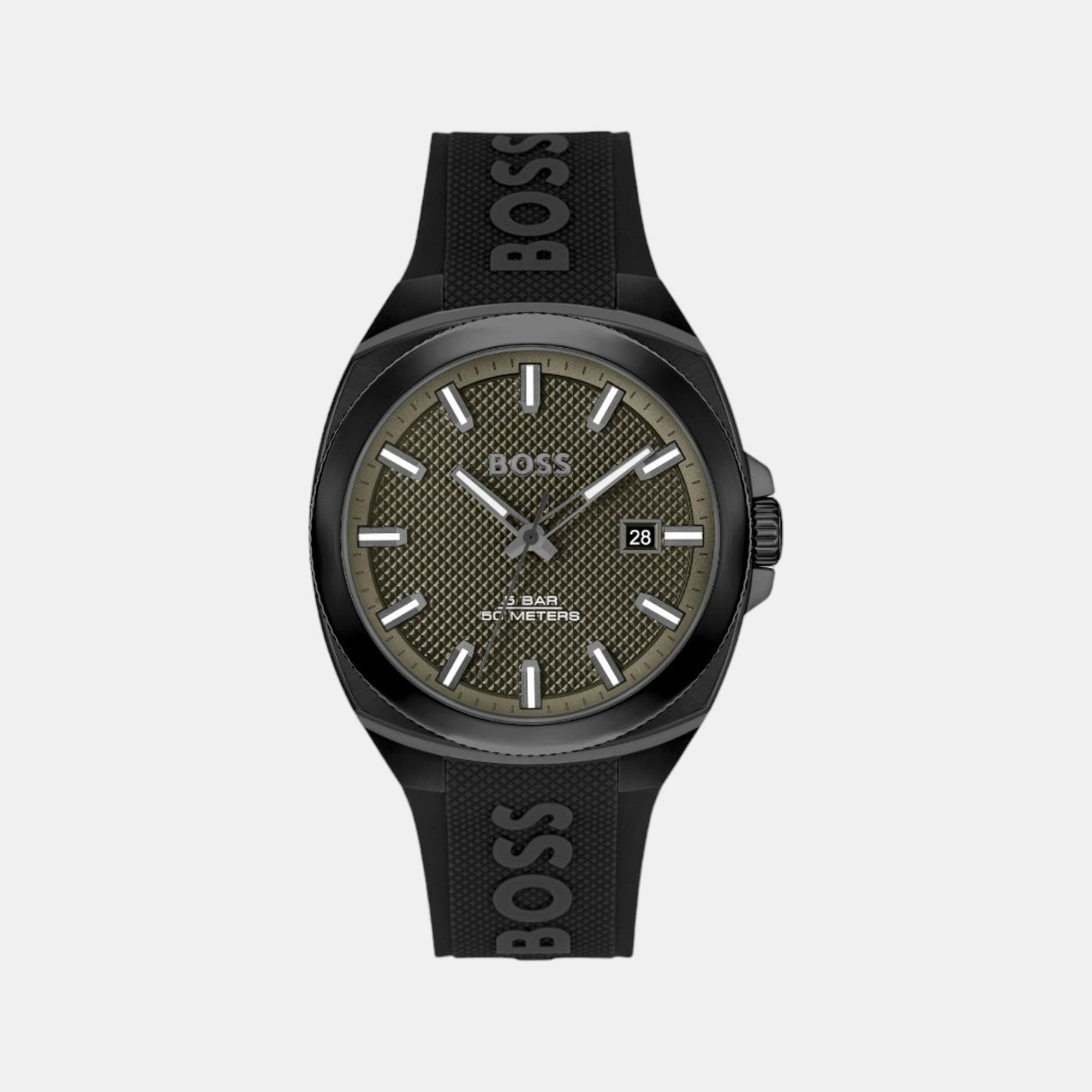 Boss Walker Men Quartz Green Dial Analog Silicone Watch 1514140