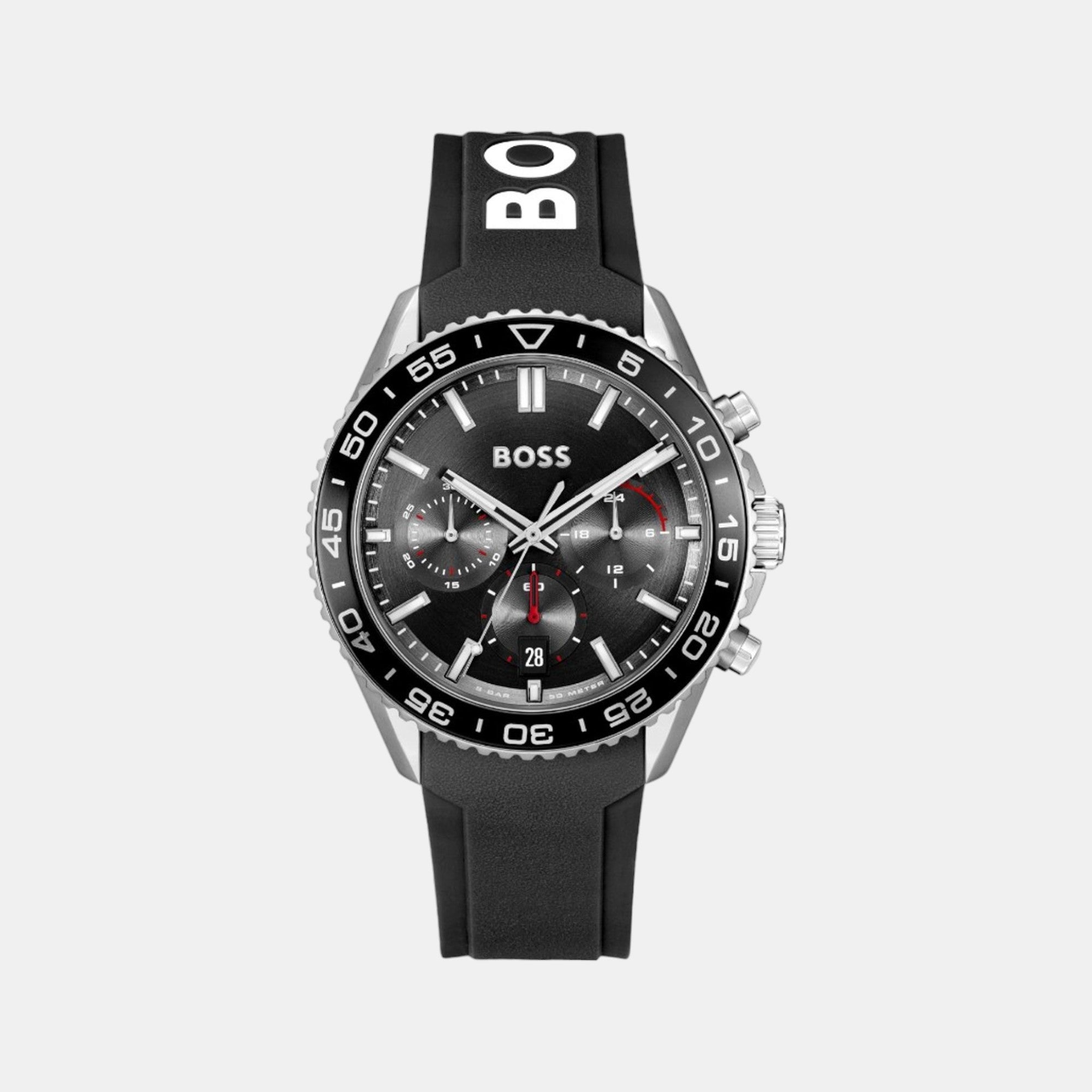 Boss Runner Men Quartz Black Dial Chronograph Silicone Watch 1514141