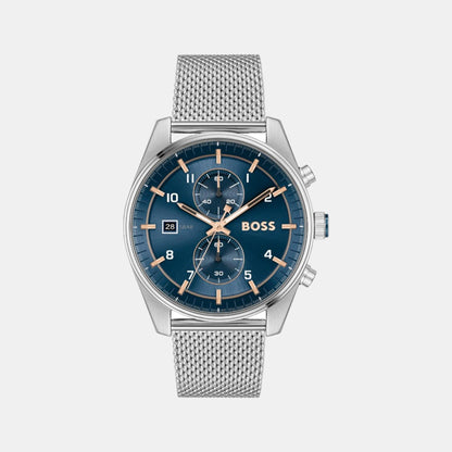 Boss Skytraveller Men Quartz Blue Dial Chronograph Stainless Steel Watch 1514149