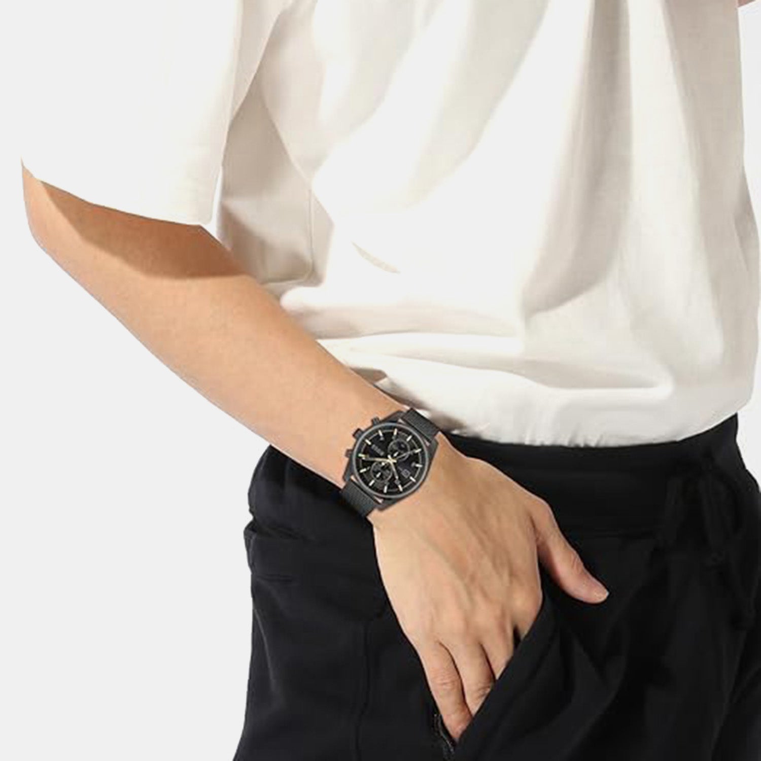 Boss Skytraveller Men Quartz Black Dial Chronograph Stainless Steel Watch 1514150