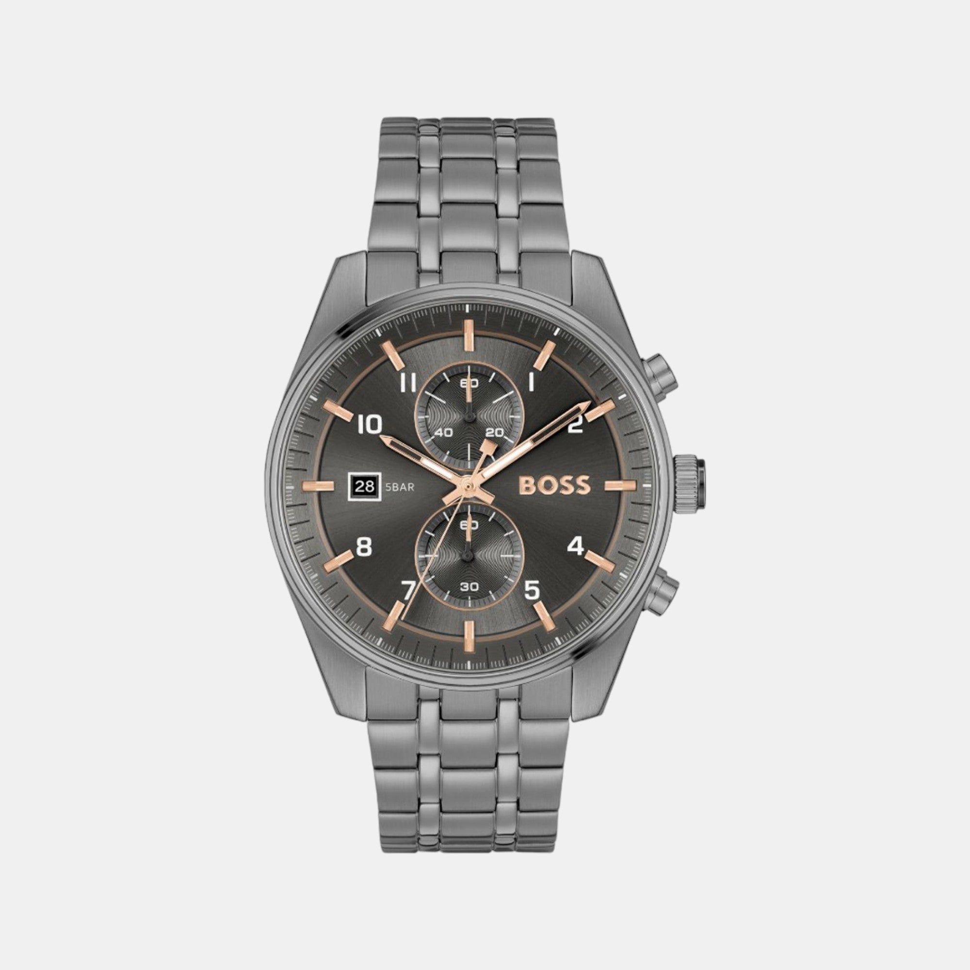 Boss Skytraveller Men Quartz Grey Dial Chronograph Stainless Steel Watch 1514153
