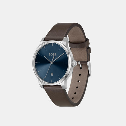 Boss Dean Men Quartz Blue Dial Analog Leather Watch 1514160