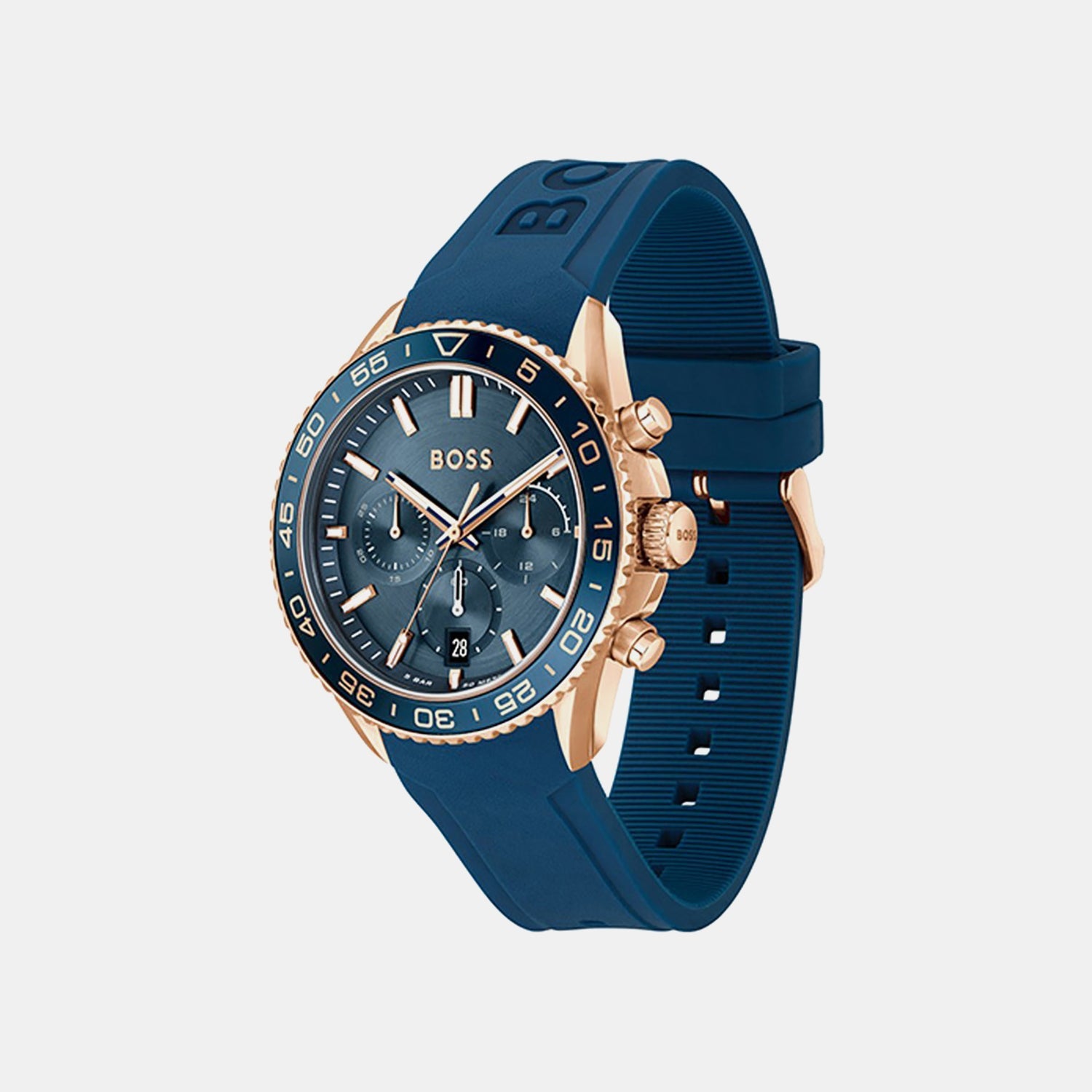 Boss Runner Men Quartz Blue Dial Chronograph Silicone Watch 1514169