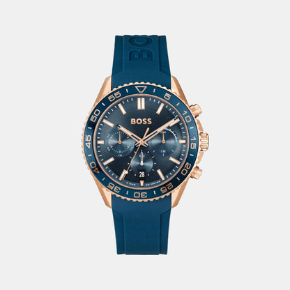 Boss Runner Men Quartz Blue Dial Chronograph Silicone Watch 1514169