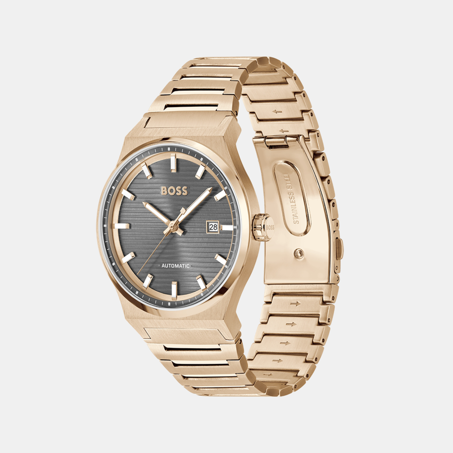 Boss Candor Men Automatic Grey Dial Analog Stainless Steel Watch 1514185
