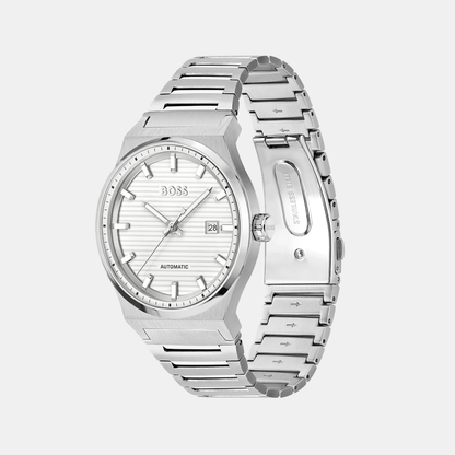 Boss Candor Men Automatic White Dial Analog Stainless Steel Watch 1514186