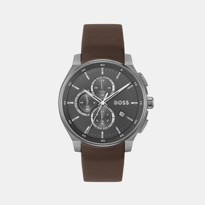 Boss Peak 2.0 Men Quartz Grey Dial Chronograph Leather Watch 1514187