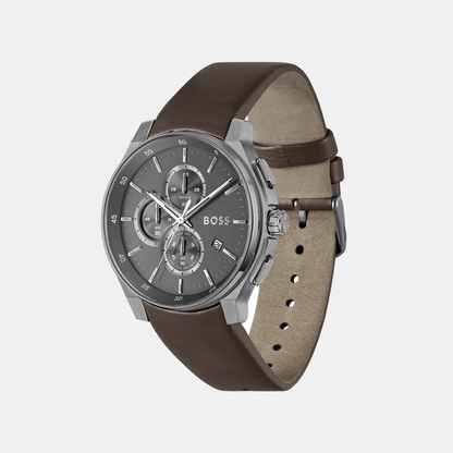 Boss Peak 2.0 Men Quartz Grey Dial Chronograph Leather Watch 1514187