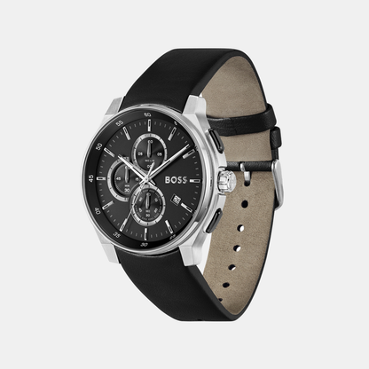 Boss Peak 2.0 Men Quartz Black Dial Chronograph Leather Watch 1514188