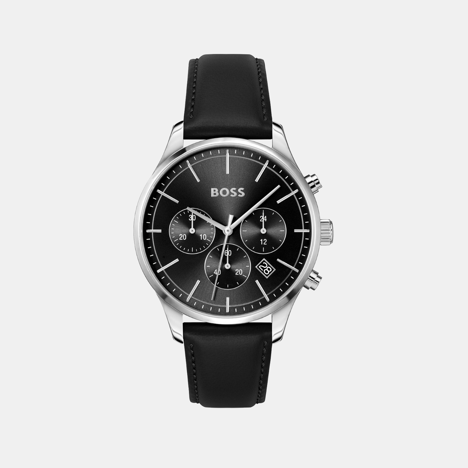 Boss Avery Men Quartz Black Dial Chronograph Leather Watch 1514211