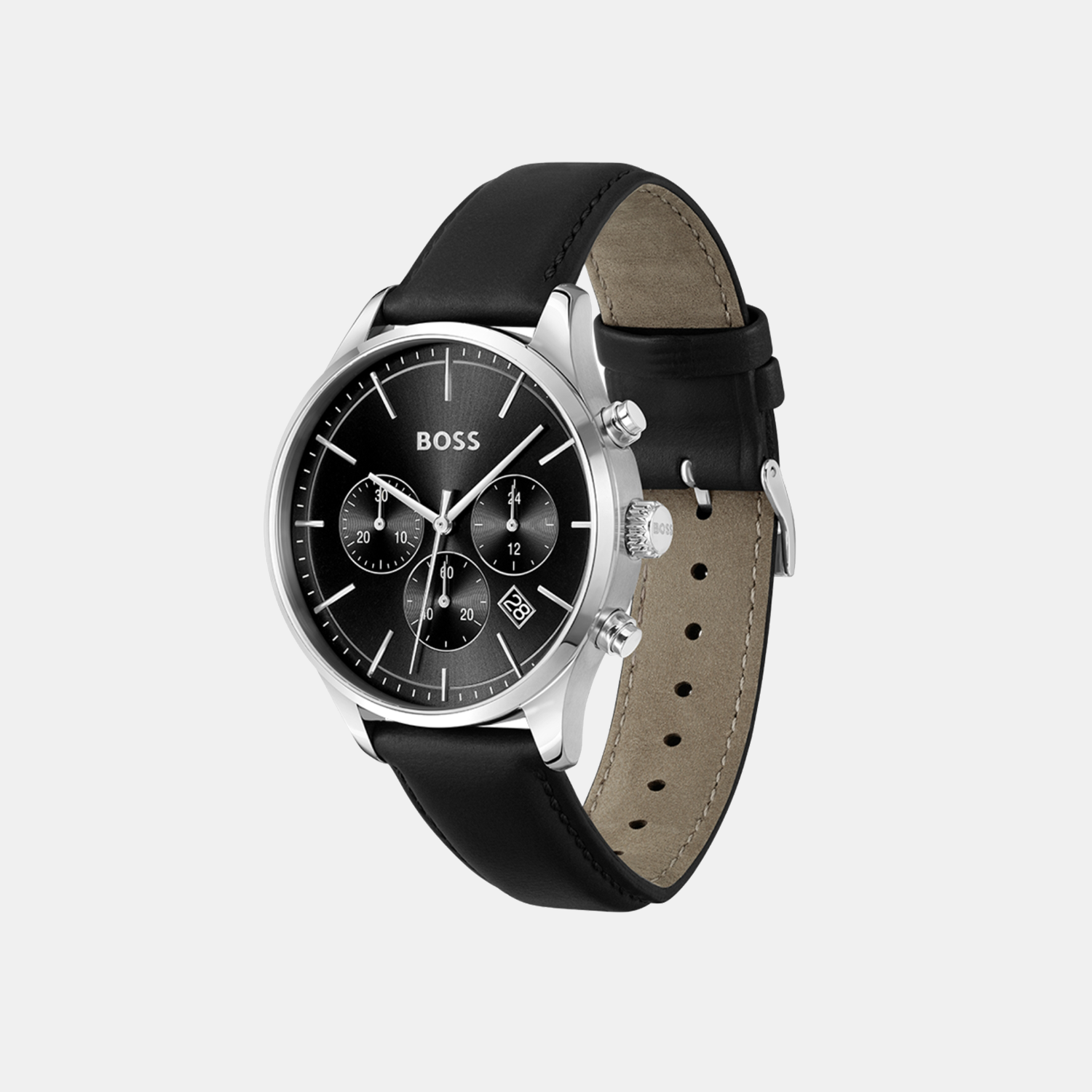 Boss Avery Men Quartz Black Dial Chronograph Leather Watch 1514211