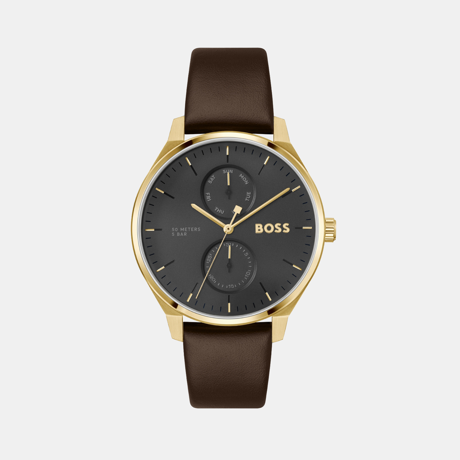 Boss Tyler Men Quartz Black Dial Multi-Function Leather Watch 1514214