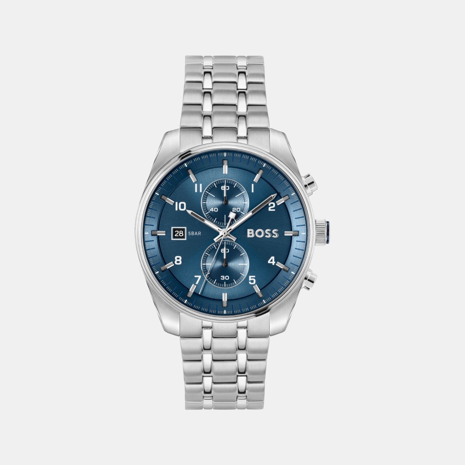 Boss Skytraveller Men Quartz Blue Dial Chronograph Stainless Steel Watch 1514216