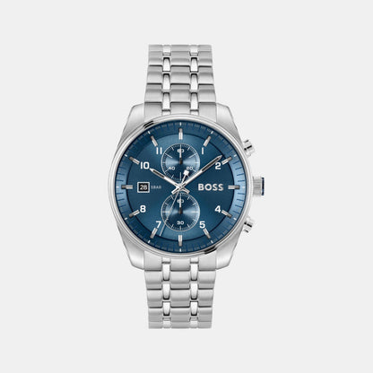 Boss Skytraveller Men Quartz Blue Dial Chronograph Stainless Steel Watch 1514216
