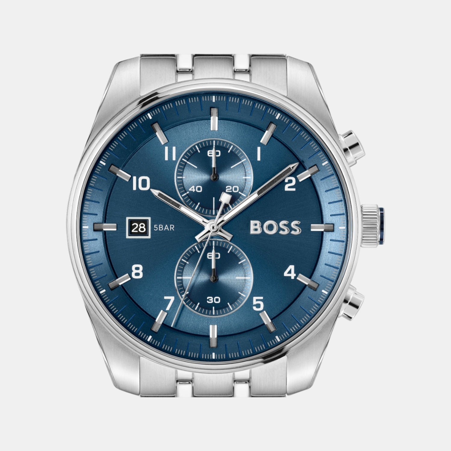 Boss Skytraveller Men Quartz Blue Dial Chronograph Stainless Steel Watch 1514216