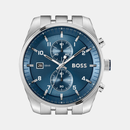 Boss Skytraveller Men Quartz Blue Dial Chronograph Stainless Steel Watch 1514216