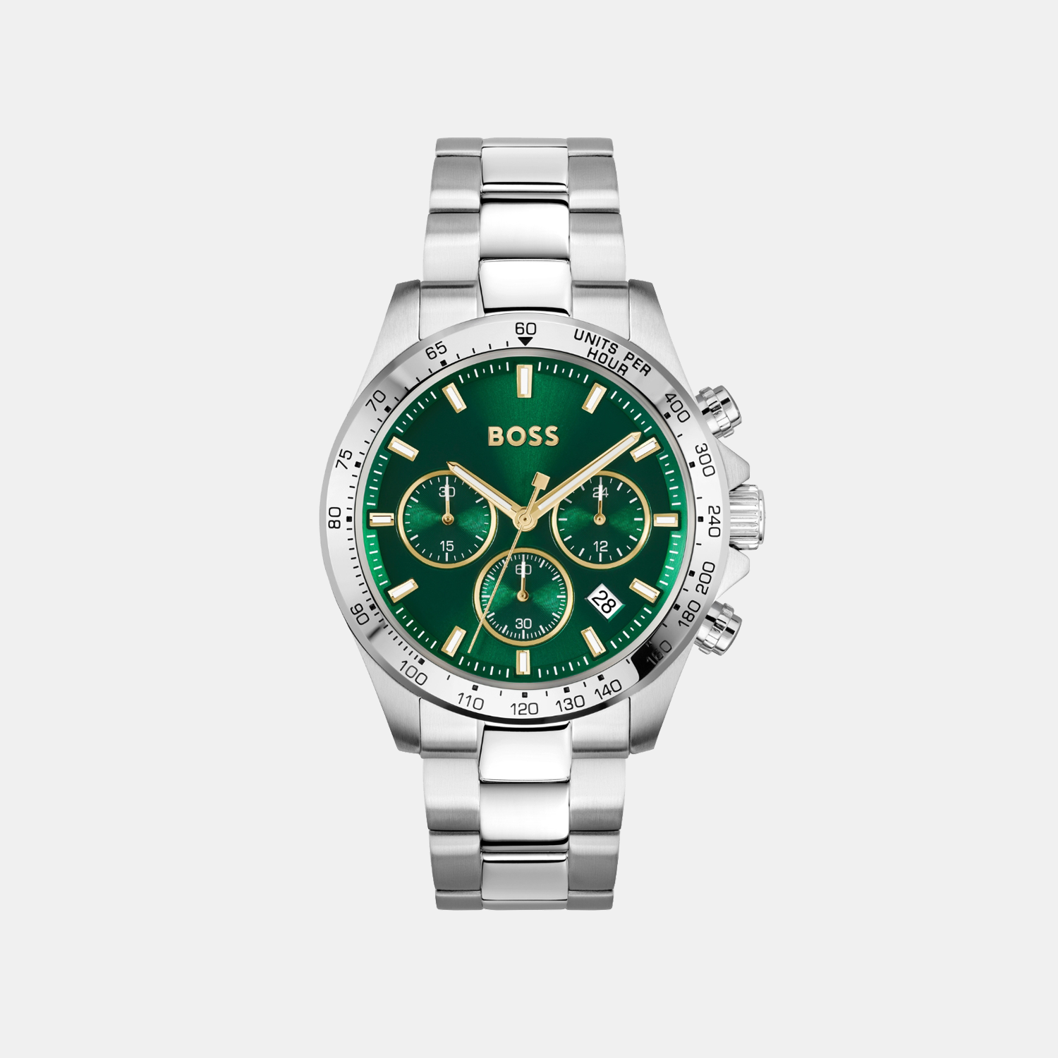 Boss Hero Qtm Men Quartz Green Dial Chronograph Stainless Steel Watch 1514217