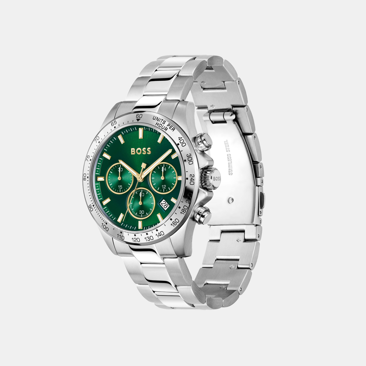 Boss Hero Qtm Men Quartz Green Dial Chronograph Stainless Steel Watch 1514217