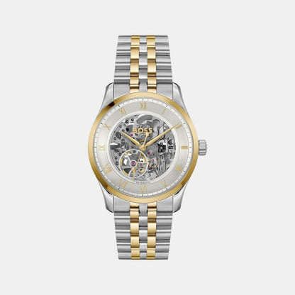 Boss Principle Skeleton Men Automatic Silver Dial Analog Stainless Steel Watch 1514237