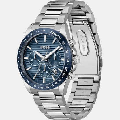 Boss Strike Men Quartz Blue Dial Chronograph Stainless Steel Watch 1514240