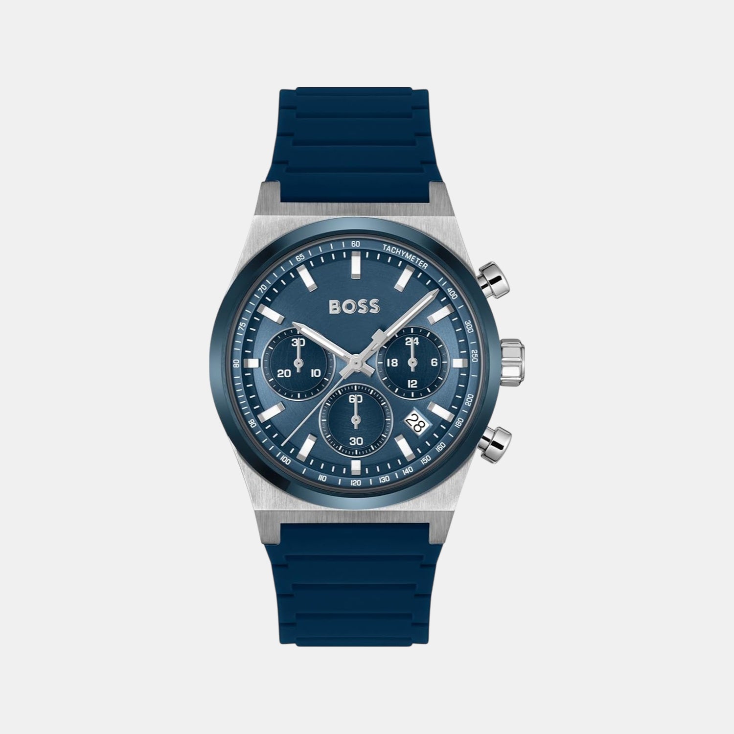 Boss Candor Chrono Men Quartz Blue Dial Chronograph Silicone Watch 1514243