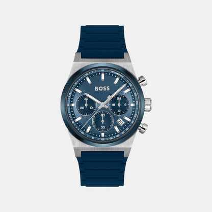 Boss Candor Chrono Men Quartz Blue Dial Chronograph Silicone Watch 1514243