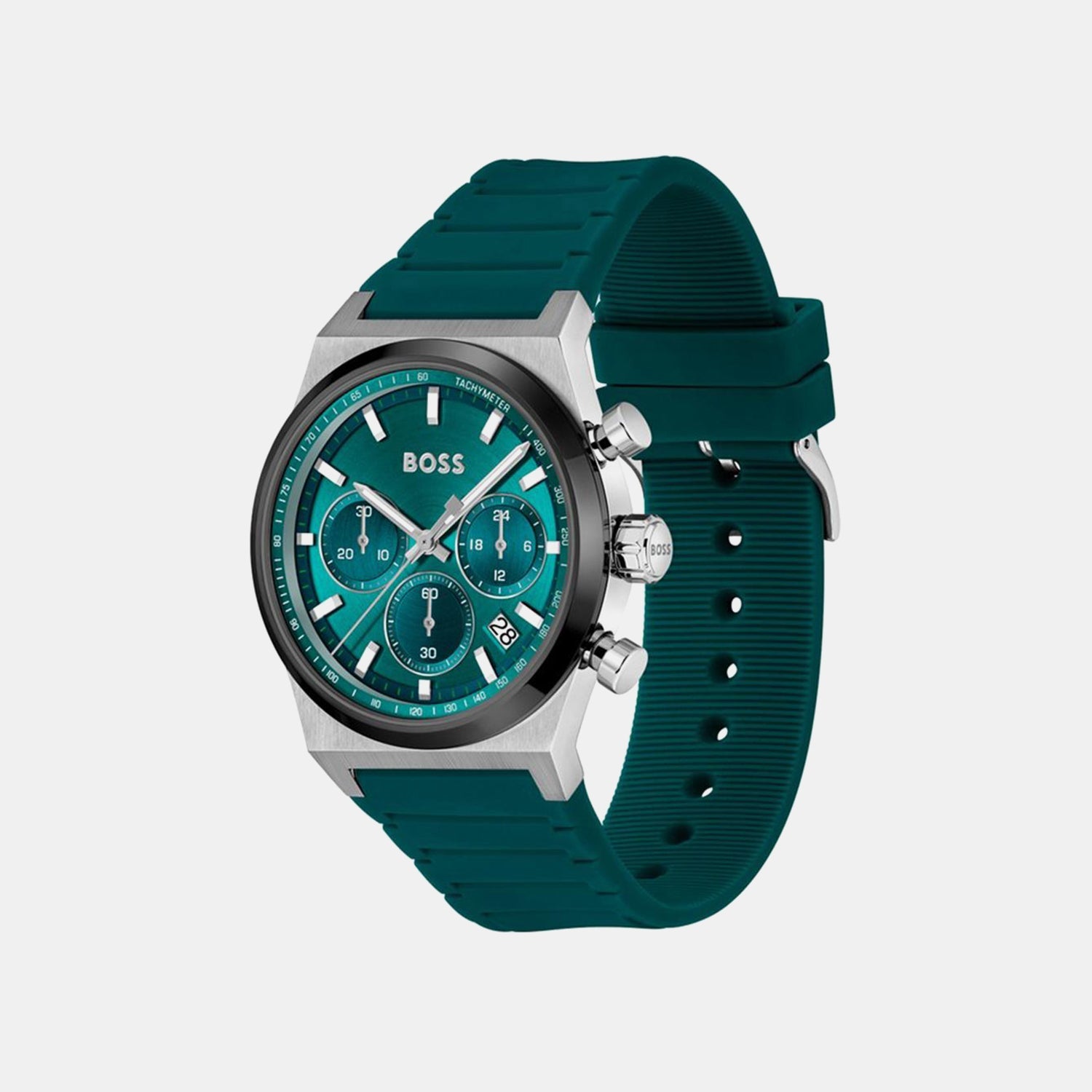 Boss Candor Chrono Men Quartz Green Dial Chronograph Silicone Watch 1514244