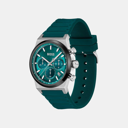 Boss Candor Chrono Men Quartz Green Dial Chronograph Silicone Watch 1514244