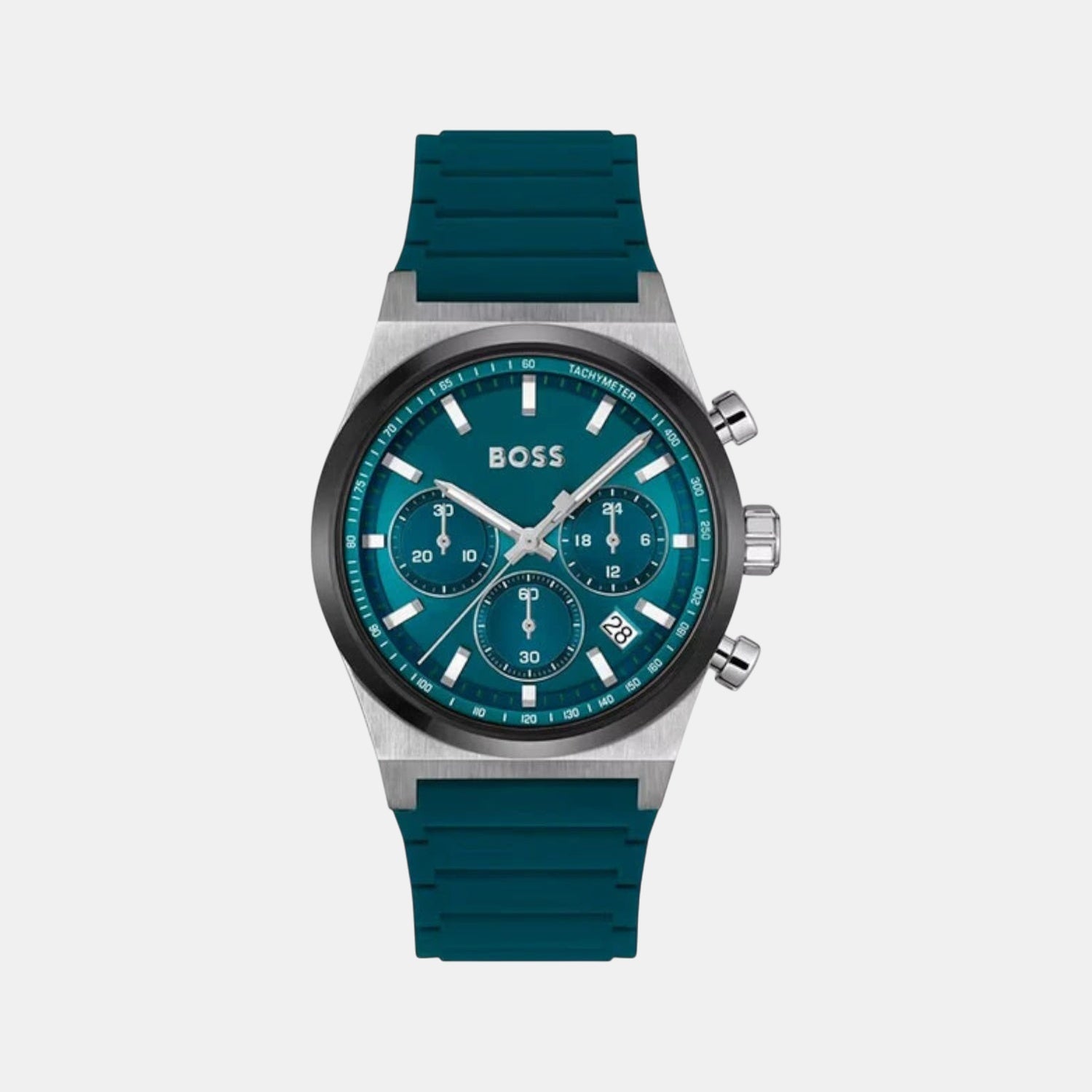Boss Candor Chrono Men Quartz Green Dial Chronograph Silicone Watch 1514244