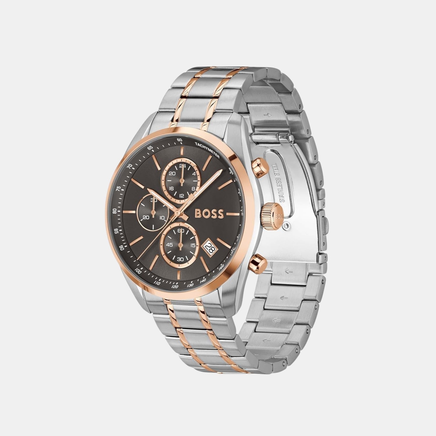 Boss Grand Prix 44 Men Quartz Grey Dial Chronograph Stainless Steel Watch 1514252