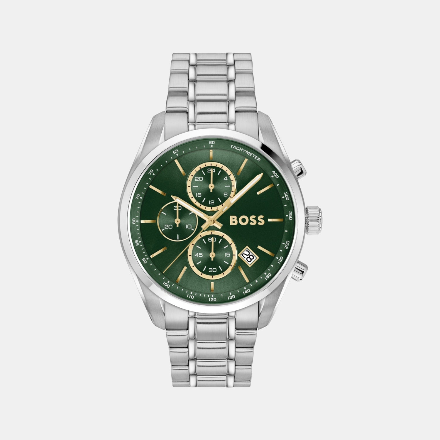 Boss Grand Prix Men Quartz Green Dial Chronograph Stainless Steel Watch 1514266