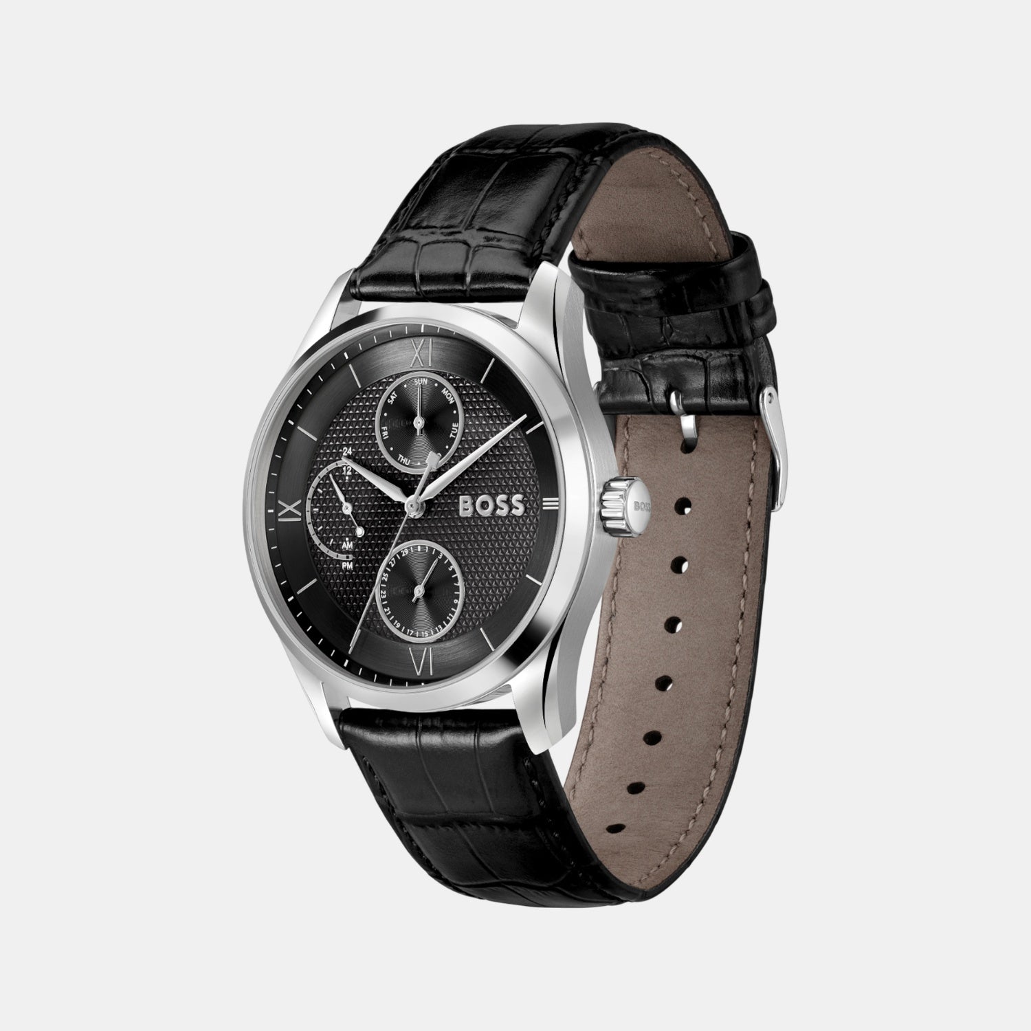 Boss Principle Master Men Quartz Black Dial Multi-Function Leather Watch 1514272