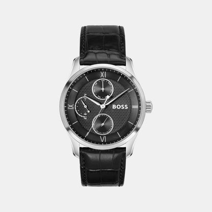 Boss Principle Master Men Quartz Black Dial Multi-Function Leather Watch 1514272