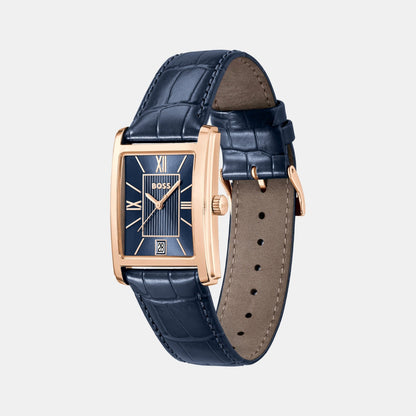 Boss Principle Dress Men Quartz Blue Dial Analog Leather Watch 1514281