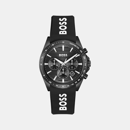 Boss Strike Men Quartz Black Dial Chronograph Silicone Watch 1514289