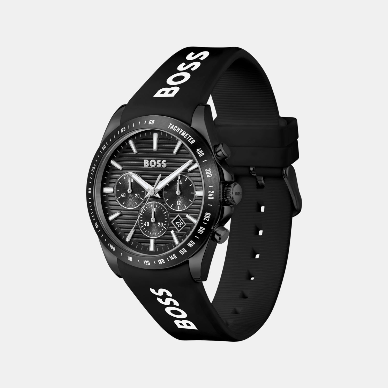 Boss Strike Men Quartz Black Dial Chronograph Silicone Watch 1514289