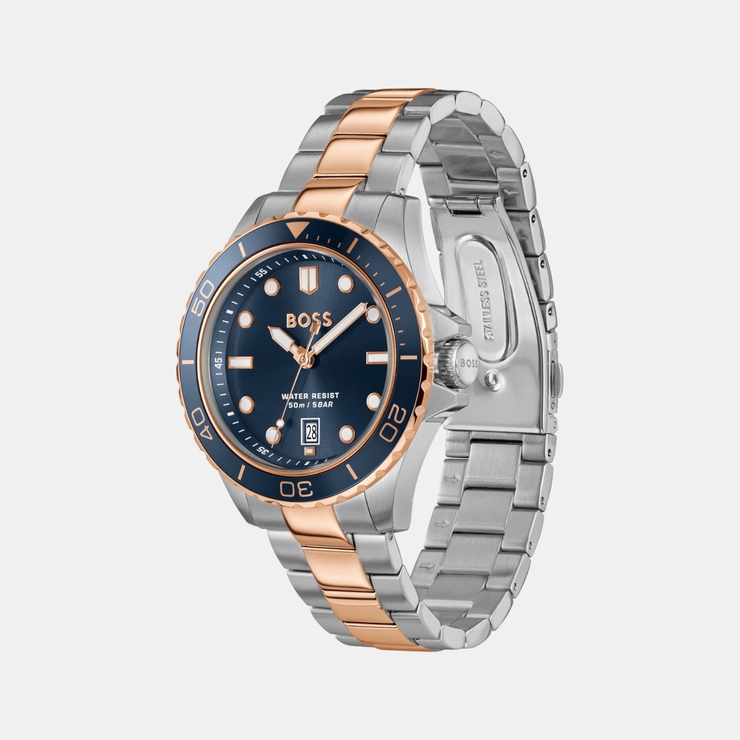Boss Troper Sport Men Quartz Blue Dial Analog Stainless Steel Watch 1514296