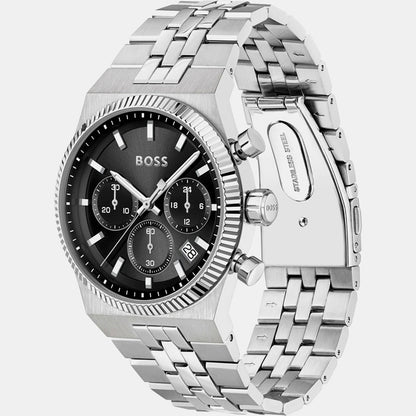 Boss Candor Men Quartz Black Dial Chronograph Stainless Steel Watch 1514307