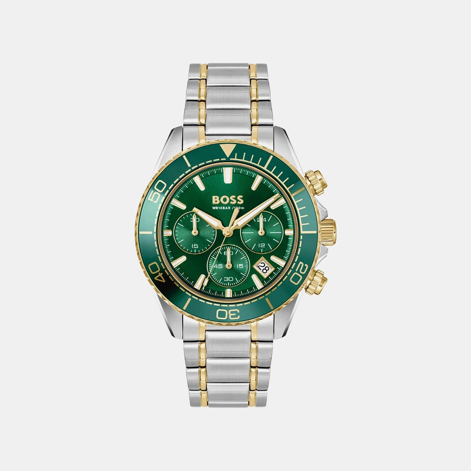 Boss Sealiner Men Quartz Green Dial Chronograph Stainless Steel Watch 1514325