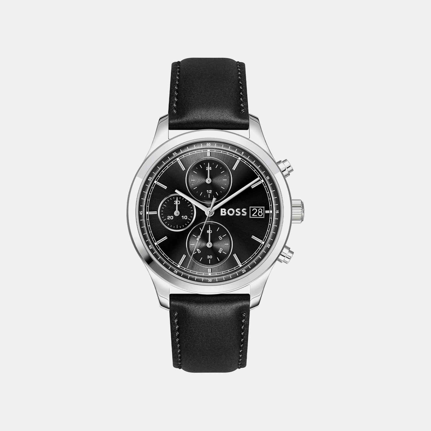 Boss Men Quartz Black Dial Chronograph Leather Watch 1514326