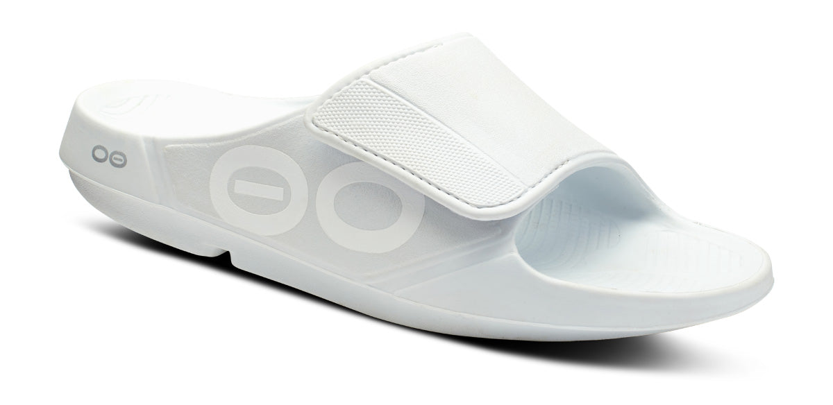 Oofos Men's Sport Flex Slide White