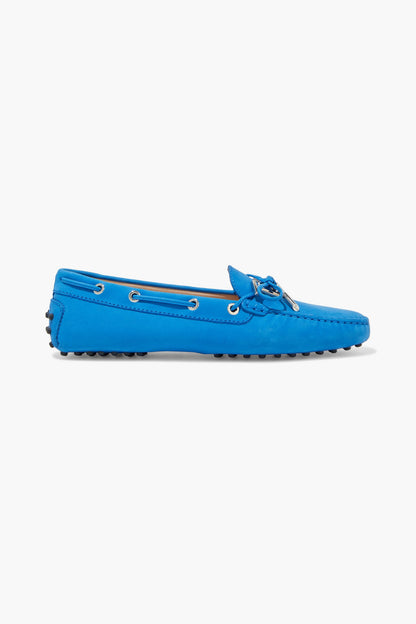 Tod's Heaven Laccetto Logo-Embellished Nubuck Loafers Blue Women's
