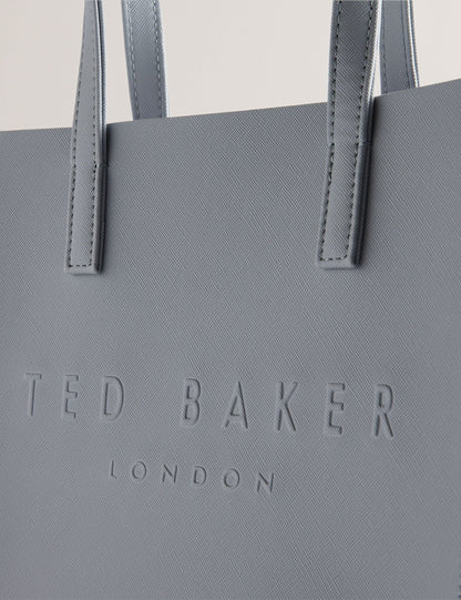 Ted Baker Seacon Grey Textured Pu Leather Small Icon Tote Bag Women's