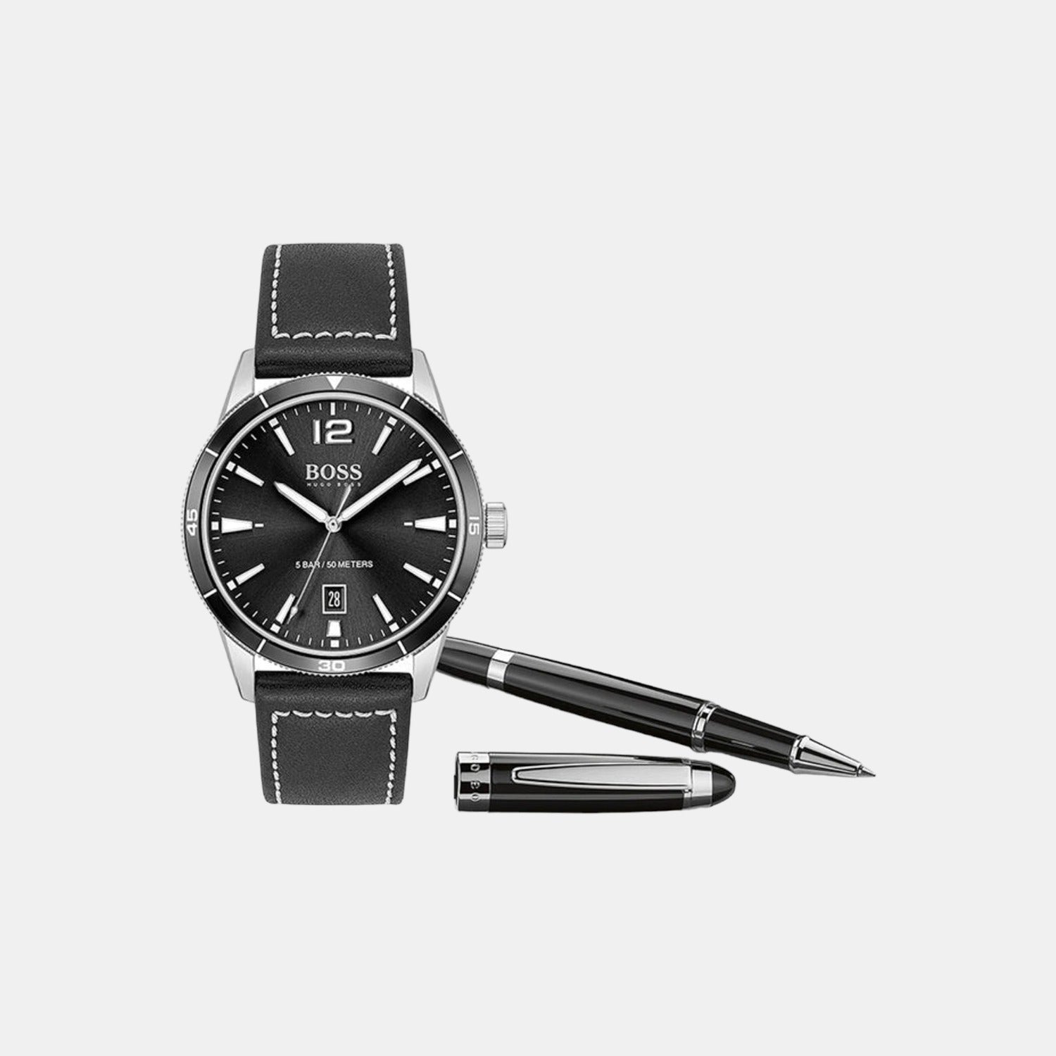 Boss Drifter Men Quartz Black Dial Analog Leather Watch 1570125