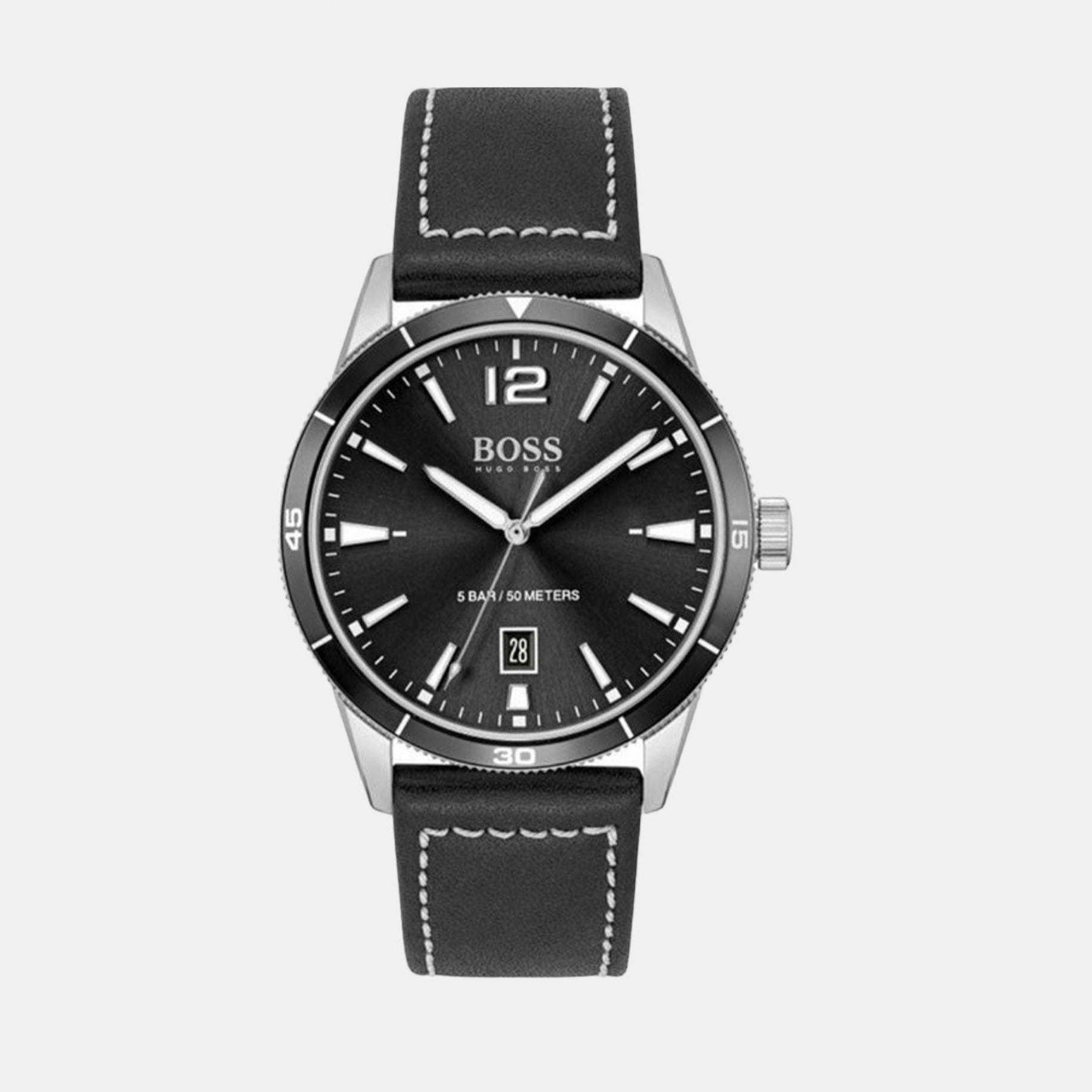 Boss Drifter Men Quartz Black Dial Analog Leather Watch 1570125