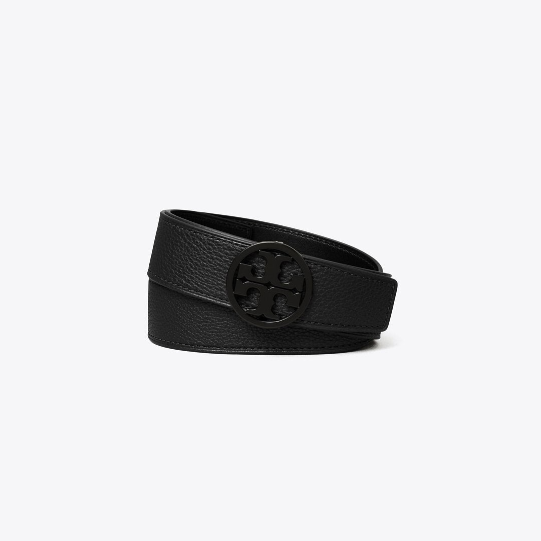 Tory Burch 1.5" Miller Pebbled Powder-Coated Belt BLACK / BLACK / BLACK